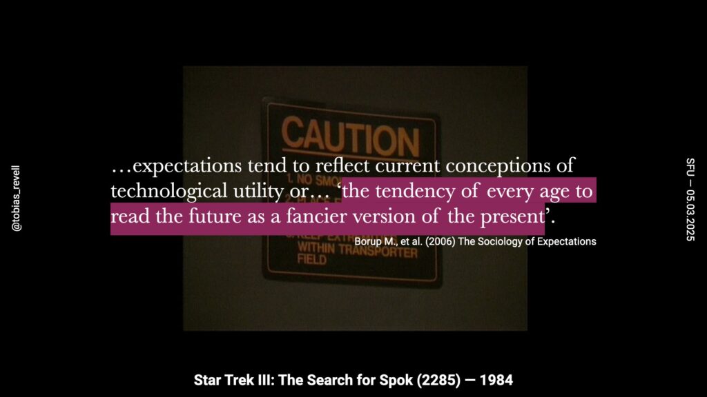 ...expectation tend to reflect urrent conceptions of technological utility or...'the tendency of every age to read the future as a fancier version of the present'